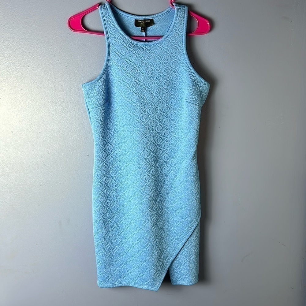 Romeo and Juliet Couture Quilted Pattern Blue Mini Dress